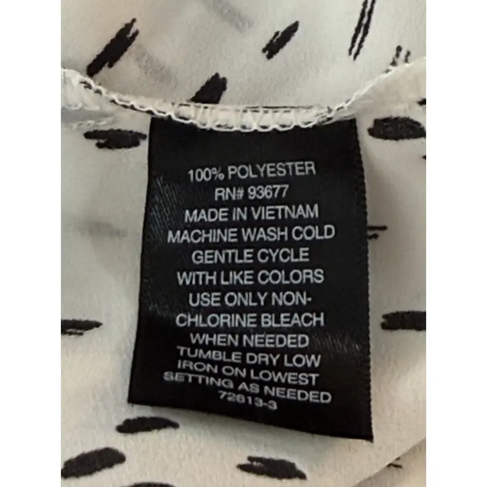 Worthington Woman White & Black Long Sleeve V-neck Collar Blouse Top Size 4X - Picture 9 of 10
